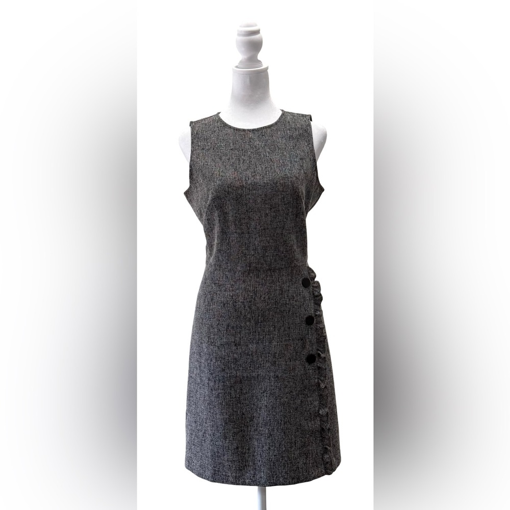 Loft heather grey tweed sheath sleeveless dress . size 4